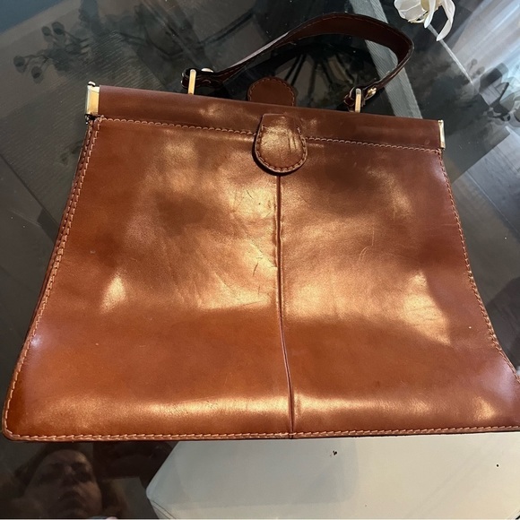 VINTAGE Leather Bag Brown Tan - Picture 4 of 9